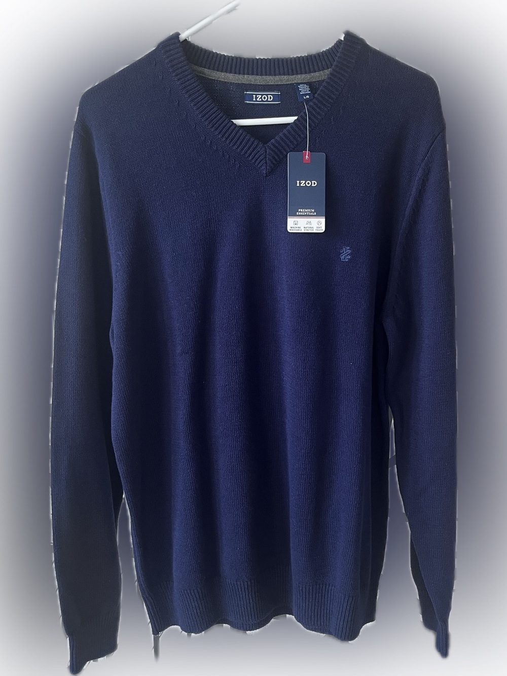 Izod Men's V-Neck Sweater in Navy Blue NWT Size Large, Classic, Preppy